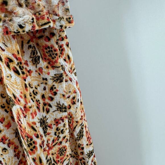 Rachel Zoe Orange Floral Flutter Sleeve Causal Swing Mini Dress Size Small - Picture 6 of 12